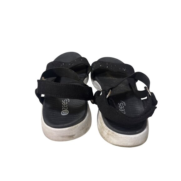 Bzees Black Rhinestone Embellished Womens Sandals With Adjustable Straps Size 8 - Picture 4 of 7